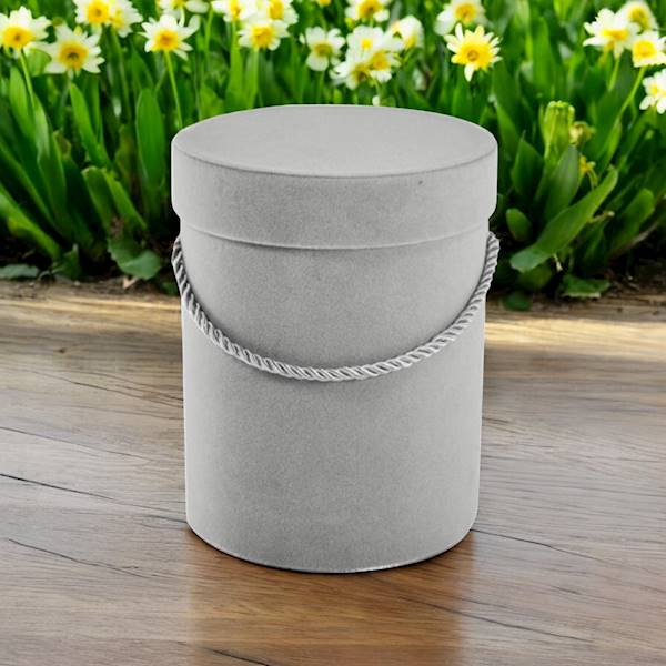 FLOWER BOX WELUR SZARY