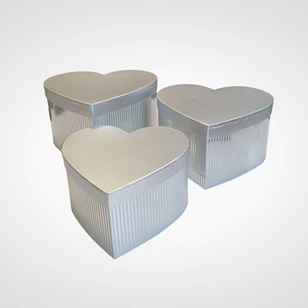 FLOWER BOX X3 W6857 GŁADKI SERCE SREBRNY