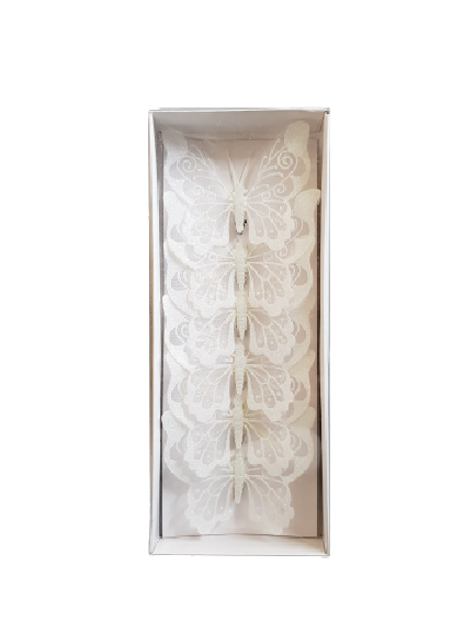 MOTYL OZDOBNY BROKAT X6 A91671 BIAŁY 