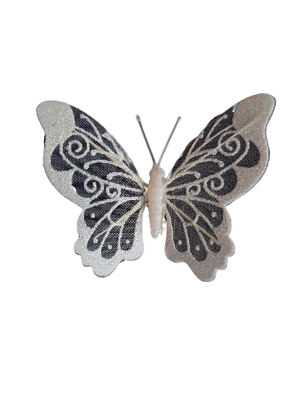MOTYL OZDOBNY BROKAT X6 A91671 BIAŁY 