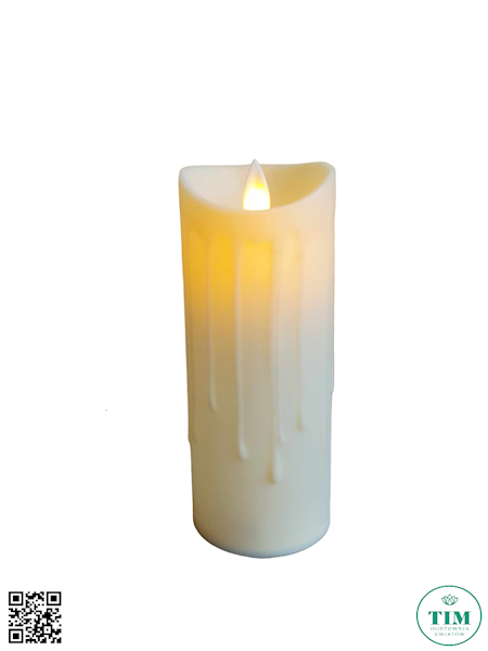 ŚWIECA LED Z RUCHOMYM PŁOMIENIEM FGC201 KREM 15CM