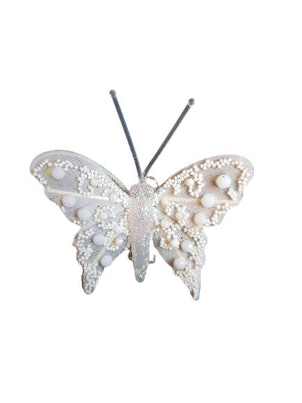 MOTYL OZDOBNY BROKAT X24 288257 BIAŁY