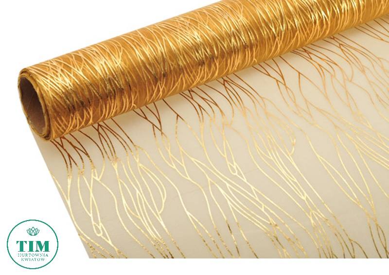 ORGANZA WZÓR METALLIC 39CM X 9Y ZŁOTY