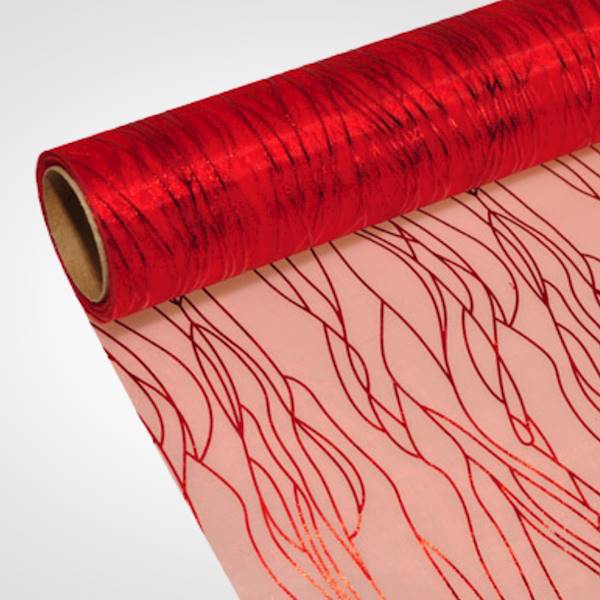 ORGANZA WZÓR METALLIC 39CMX9Y CZERWONY