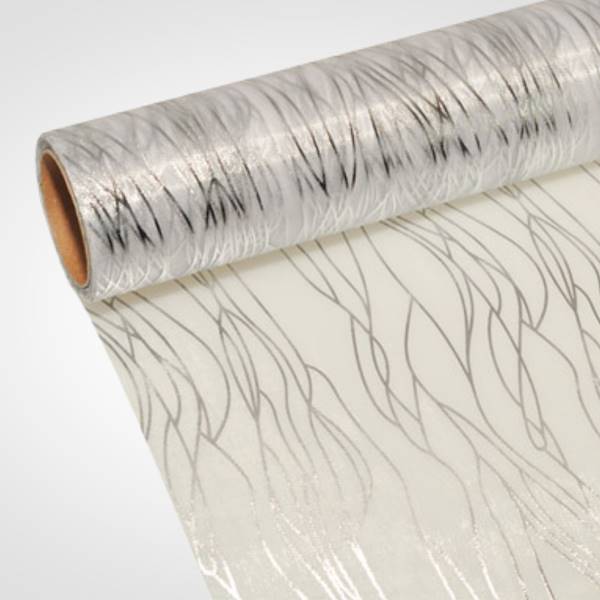 ORGANZA WZÓR METALLIC 39CMX9Y BIAŁY SREBRNY