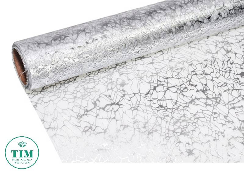 ORGANZA WZÓR METALLIC 39CM X 9Y BIAŁY SREBRNY