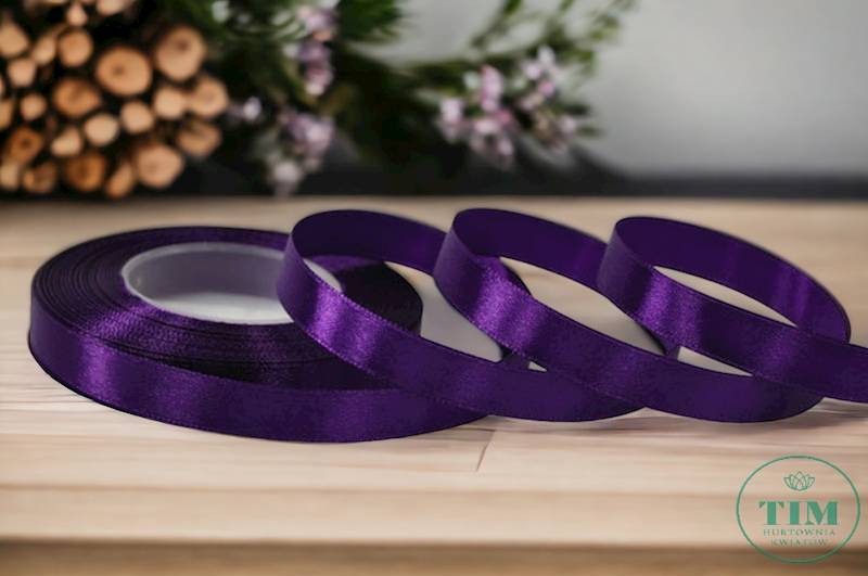 WSTĄŻKA SATYNOWA GŁADKA 1,2CMX35Y ŚLIWKA CIEMNY