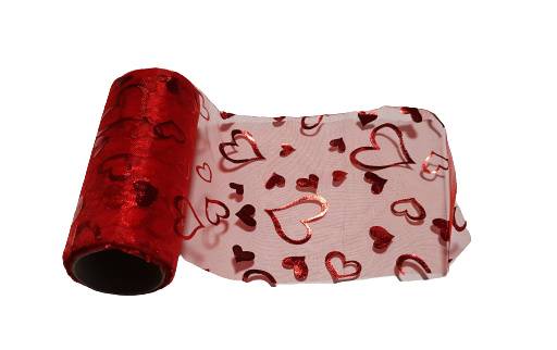 ORGANZA SERCA 12CMX10Y SERCA CZERWONY HY-3519