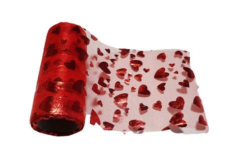 ORGANZA SERCA 12CMX10Y SERCA CZERWONY HY-3507