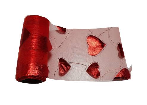ORGANZA SERCA 12CMX10Y SERCA CZERWONY HY-3509