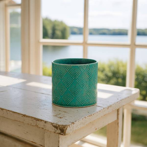 CYLINDER CERAMICZNY 0710313 TURKUSOWY 13CM