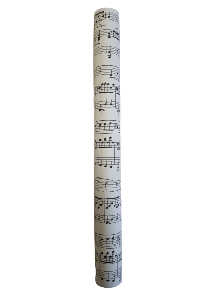 FOLIA SATYNOWA WZÓR NUTY NUT01 BIAŁY
