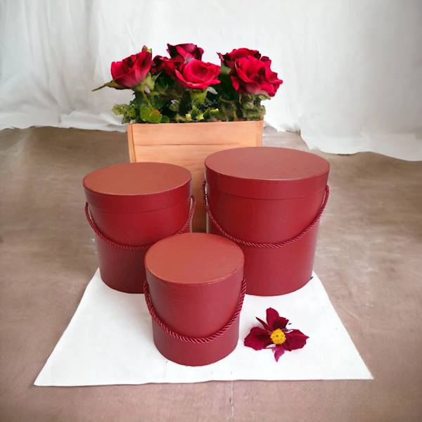 FLOWER BOX X3 GŁADKI BURGUND