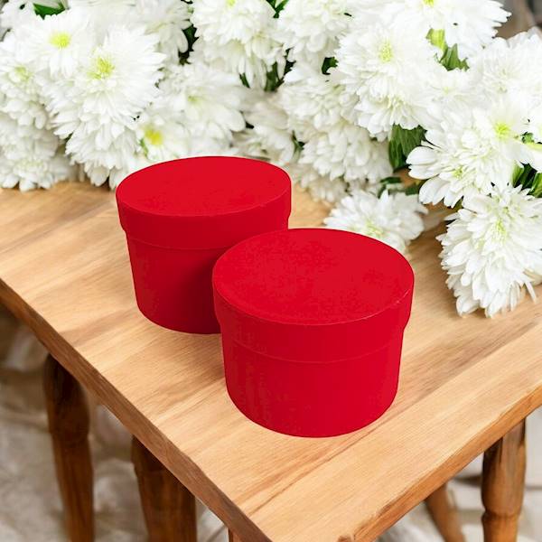 FLOWER BOX X2 WELUR CZERWONY