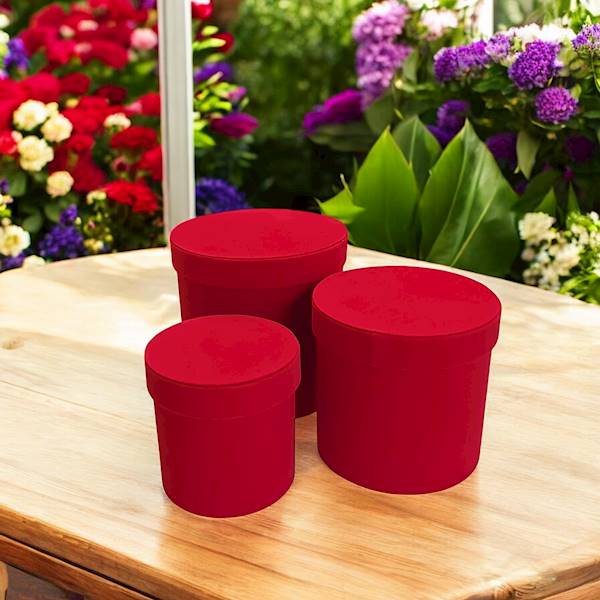 FLOWER BOX X3 W2238 WELUR CZERWONY