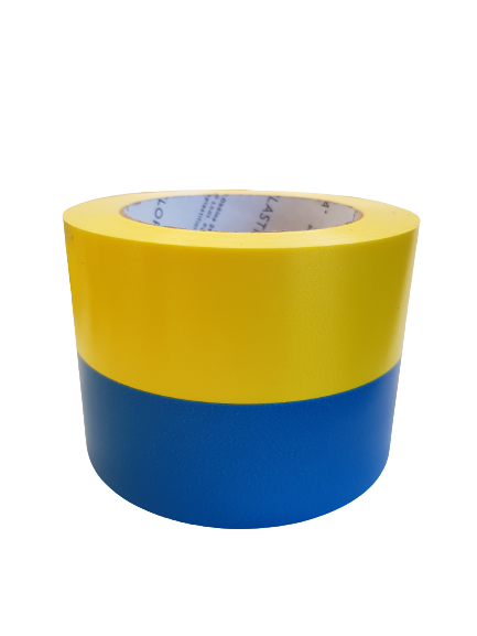 WSTĄŻKA DWUKOLOROWA 8CM X 50Y NIEBIESKI ŻÓŁTY