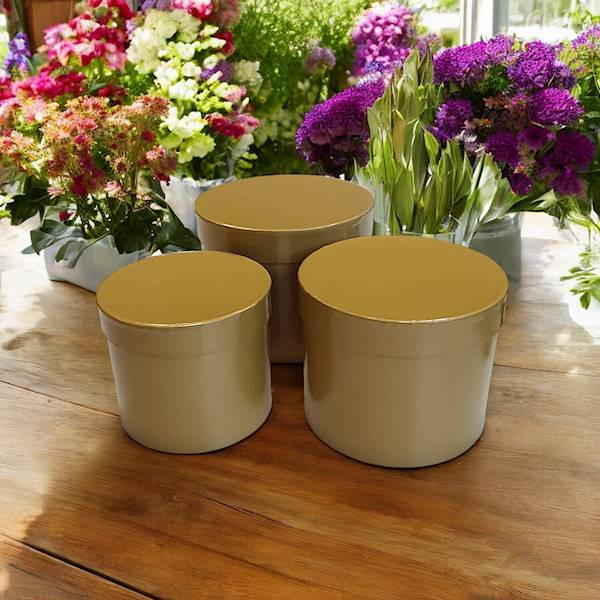 FLOWER BOX X3 PD1OK1713ZLO GŁADKI ZŁOTY