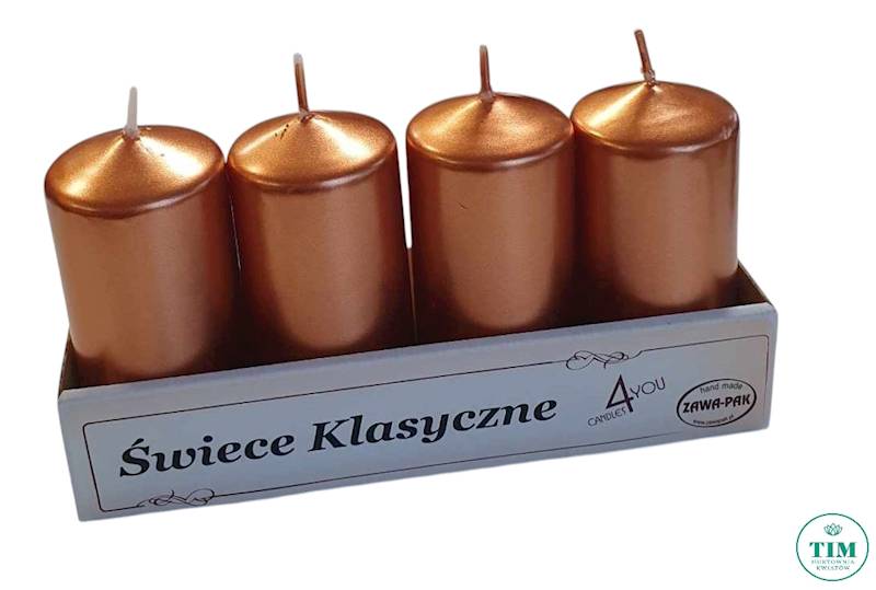 ŚWIECA KLASYCZNA WALEC X4 L3 MIEDZIANY METALIK