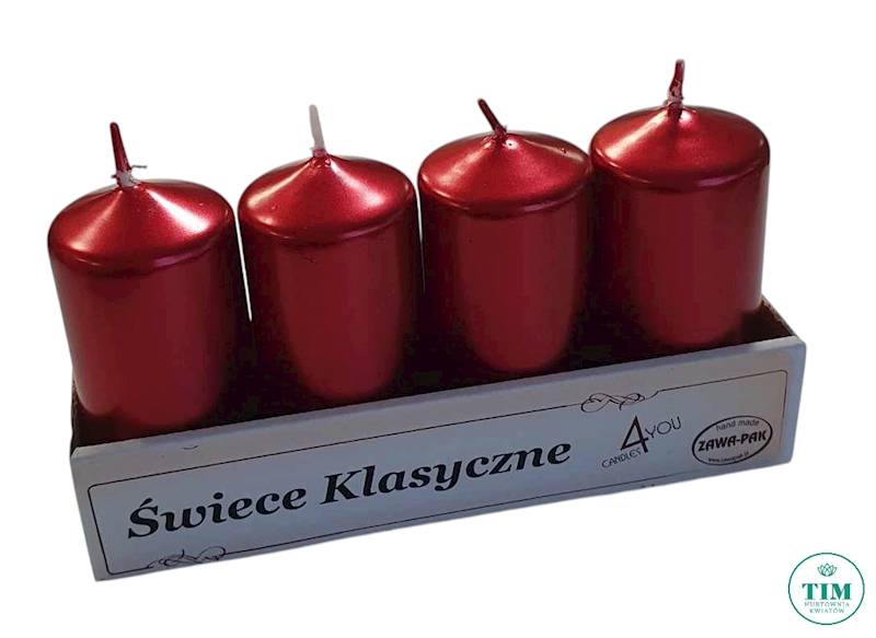 ŚWIECA KLASYCZNA WALEC X4 L4 CZERWONY METALIK