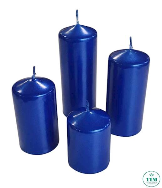 ŚWIECA KLASYCZNA WALEC X4 L5 NIEBIESKI METALIK 