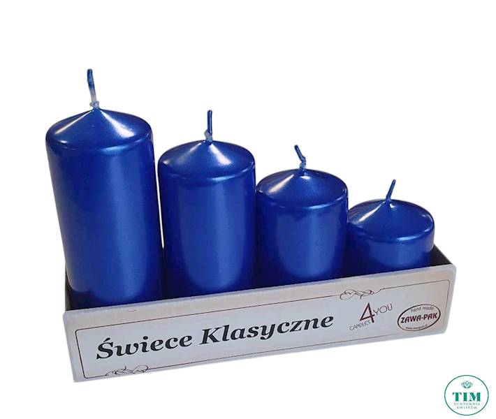ŚWIECA KLASYCZNA WALEC X4 L5 NIEBIESKI METALIK 