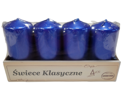 ŚWIECA KLASYCZNA WALEC NIEBIESKI METALIZOWANY L5