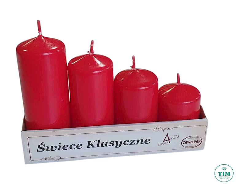 ŚWIECA WALEC X4 B47 CZERWONY