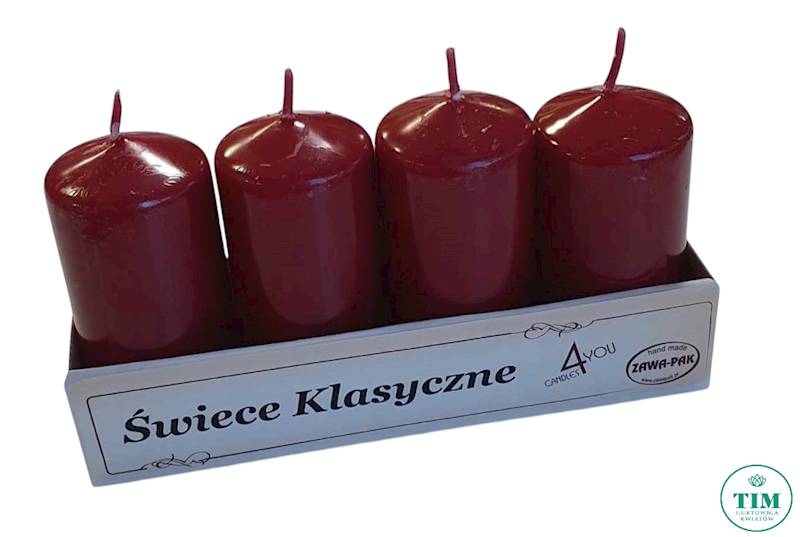 ŚWIECA KLASYCZNA WALEC X4 B16 BORDOWY