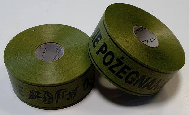 WSTĄŻKA POGRZEBOWA Z PASKIEM 5CM X 100M ZIELONY