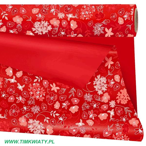 FOLIA SATYNOWA 79CMX25MB 350583 CZERWONY WZÓR