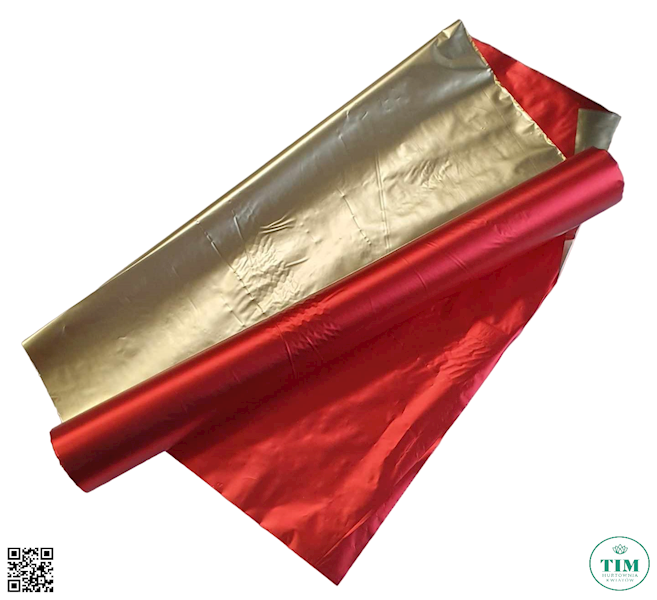 FOLIA DEKORACYJNA 50CM X 10MT. CZERWONY ZŁOTY