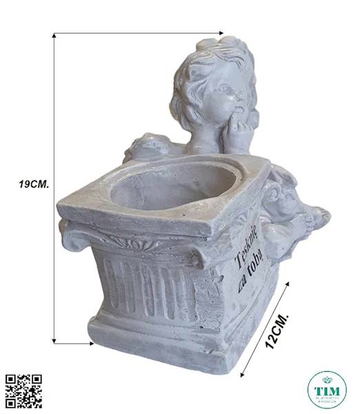 ANIOŁ Z DONICZKĄ POT1042 SZARY