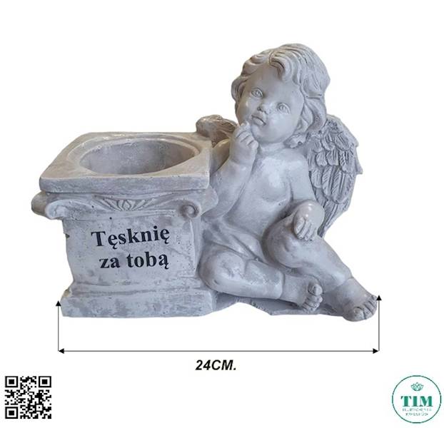 ANIOŁ Z DONICZKĄ POT1042 SZARY