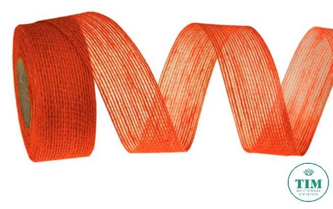 WSTĄŻKA JUTA 4CMX10Y POMARAŃCZOWY