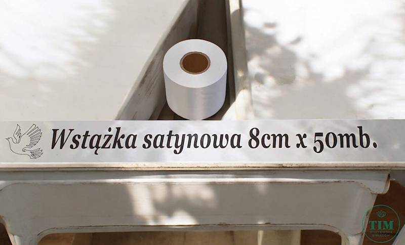 WSTĄŻKA SATYNOWA DO DRUKU PREMIUM 8CMX50MB BIAŁY