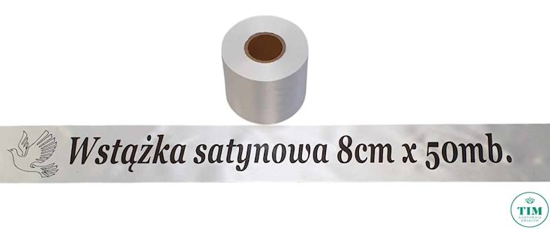 WSTĄŻKA SATYNOWA DO DRUKU PREMIUM 8CMX50MB BIAŁY