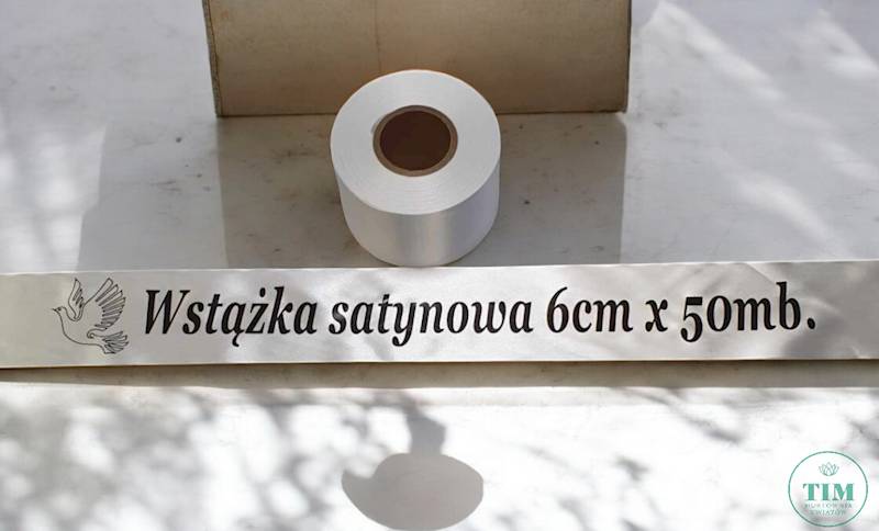 WSTĄŻKA SATYNOWA DO DRUKU PREMIUM 6CMX50MB BIAŁY