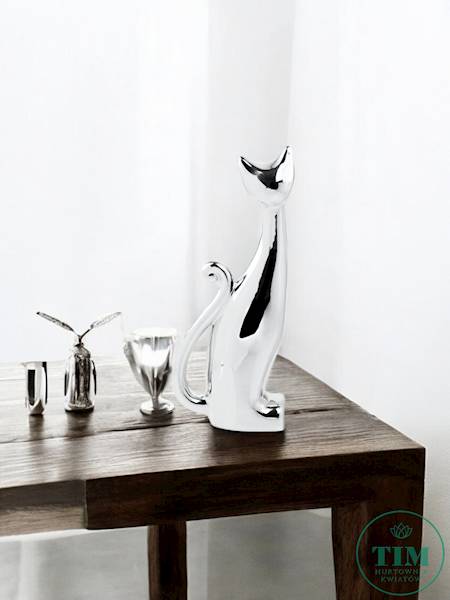 FIGURKA KOT CERAMIKA 3905627 SREBRNY