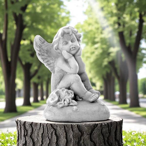 FIGURKA ANIOŁ GIPSOWY B7 SZARY