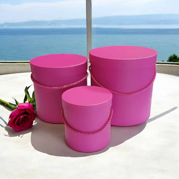 FLOWER BOX X3 GŁADKI MAGENTA