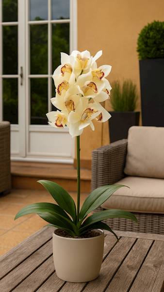 CYMBIDIUM GAŁĄZKA GUMOWANA PAT002 KREMOWY