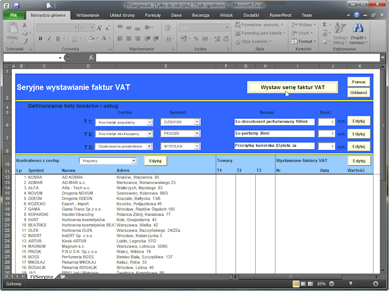 Program InsERT Sfera dla Subiekta GT 1-Stanowisko