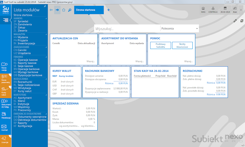 Program InsERT Subiekt NEXO PRO 1-Stanowisko