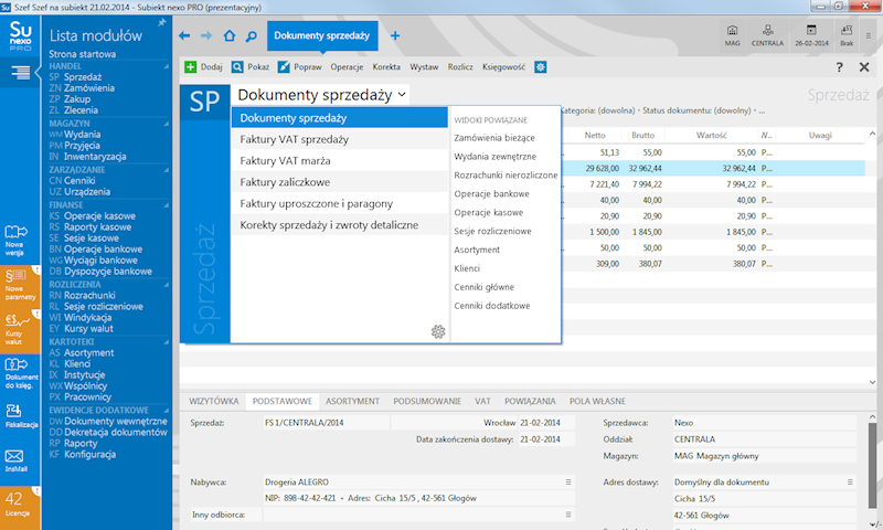 Program InsERT Subiekt NEXO PRO 1-Stanowisko