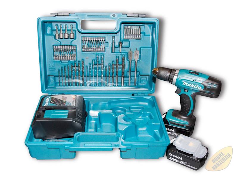 Wiertarko-wkrętarka Makita 18V DDF453 + osprzęt 74 szt.