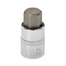 Końcówka sześciokątna na nasadce 1/2", H19x55 mm