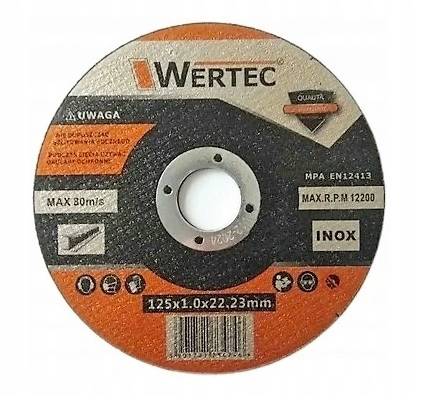 Tarcza do metalu 125x1,0x22,2 Wertec Inox
