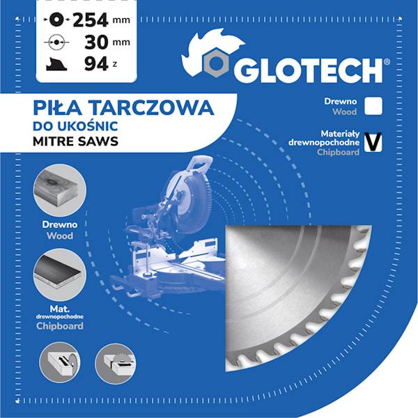 Piła tarczowa GLOTECH 254x30/2,8/2,0/94z GA-5