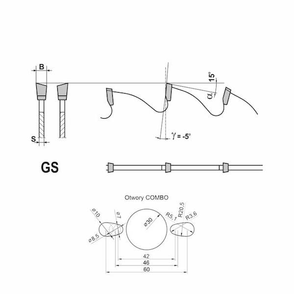MITER 2 260x30x3,2/2,0/68z GS-5 otw.COMBO