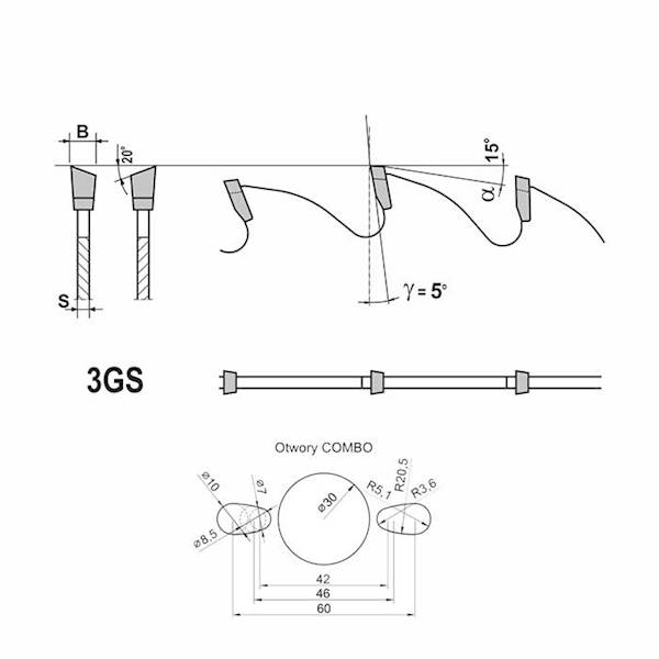 Piła MITER 3 260x30x2,7/2,0/96z 3GS5 otw.COMBO